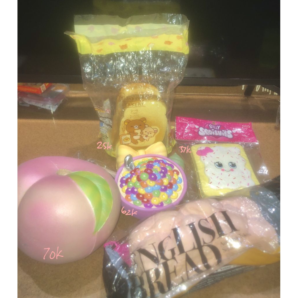 SALE SQUISHY LICENSED PRELOVED PUNIMARU SUPER JUMBO PEACH RILAKUMA LOAF TOAST BREAD JAPAN SILLY SQUI