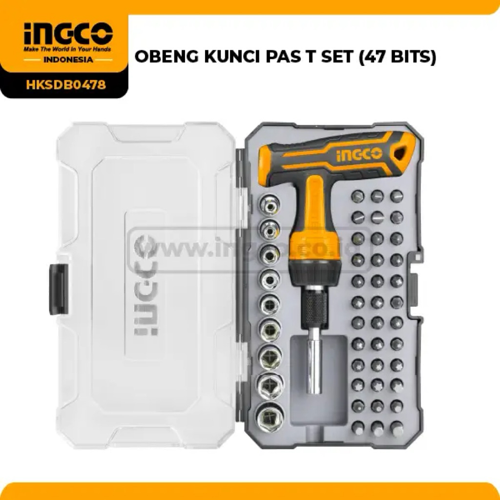OBENG KUNCI PAS T SET (47 BITS) HKSDB0478 INGCO