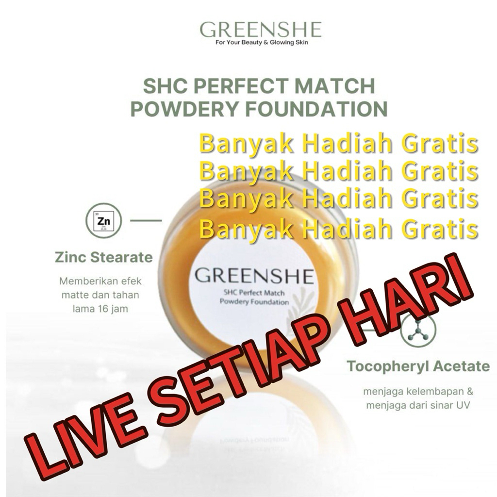 Greenshe Beauty | Greenshe Bedak SHC Viral | Greenshe SHC | Greenshe Foundation SHC 100% Original [B