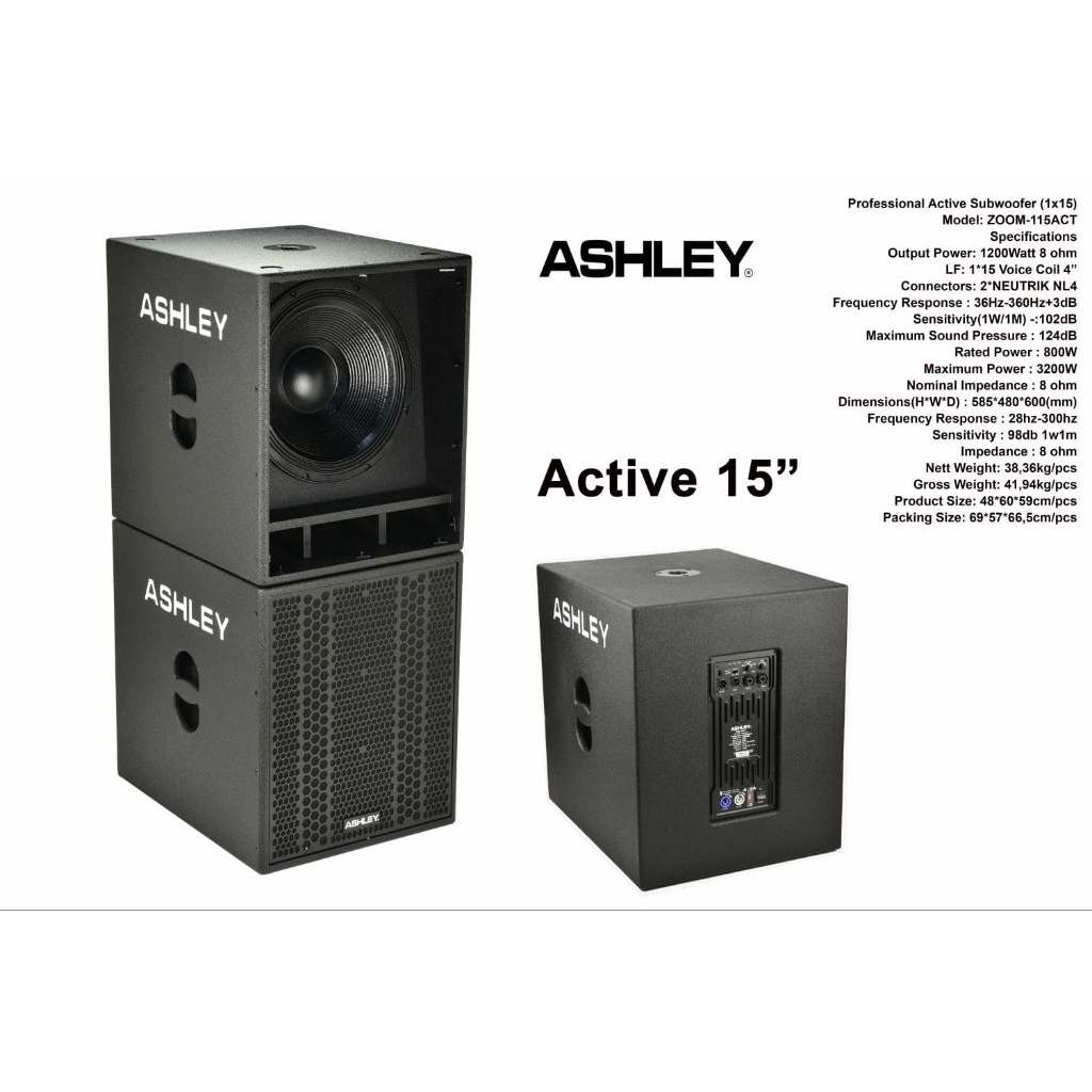 SUBWOOFER AKTIF ASHLEY ZOOM 115ACT Original ASHLEY