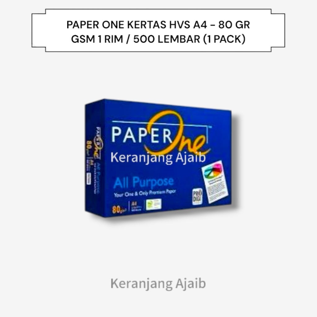 

PAPER ONE Kertas HVS Ukuran A4 - 80 Gr / 500 Lembar (1 PACK)