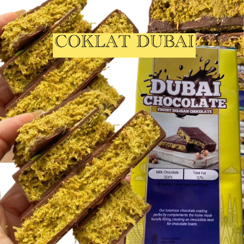 

(100% Halal) COKLAT DUBAI PISTACHIO KUNAFE BERAT 250gr