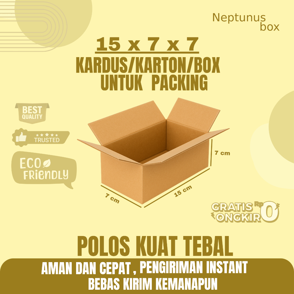 

Kardus Packing Ukuran 15x7x7 Polos Box Cogurated tebal kuat