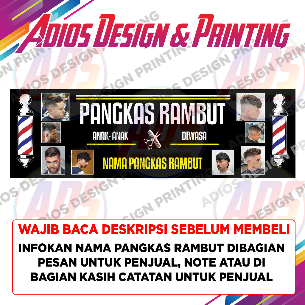 Cetak Spanduk Banner Pangkas Rambut / Spanduk Banner Cukur Rambut
