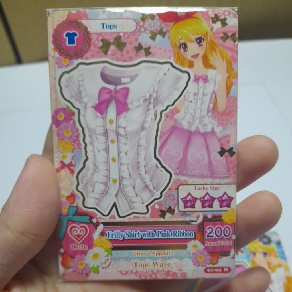 Kartu Aikatsu Normal FRILLY SHIRT WITH PINK RIBBON & PINK GATHERED FLARE SKIRT