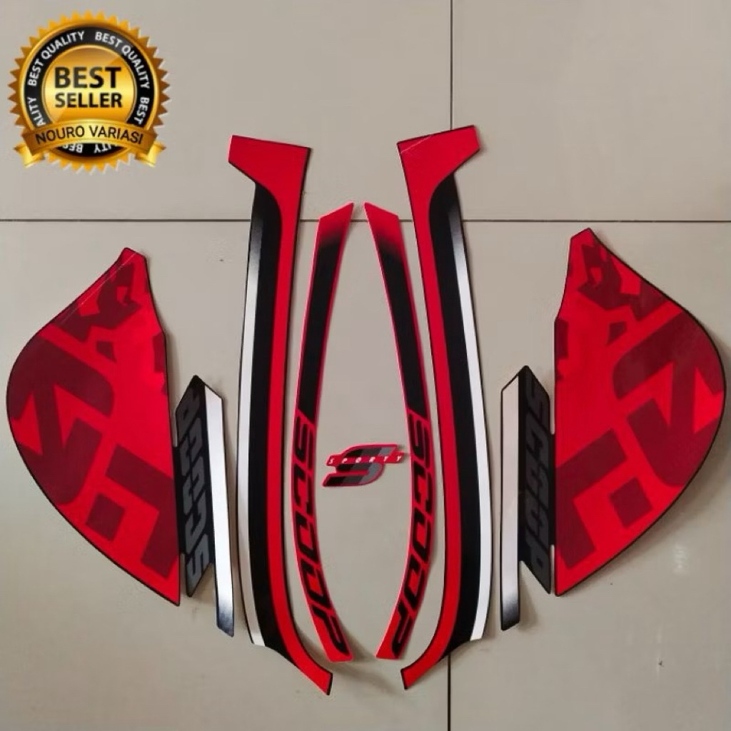 Striping Original Scoopy Tahun 2021 Merah - Sticker List Body Scoopy Merah