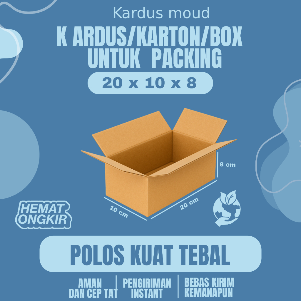 

Kardus Packing Ukuran 20x10x8 Polos Box Cogurated tebal kuat