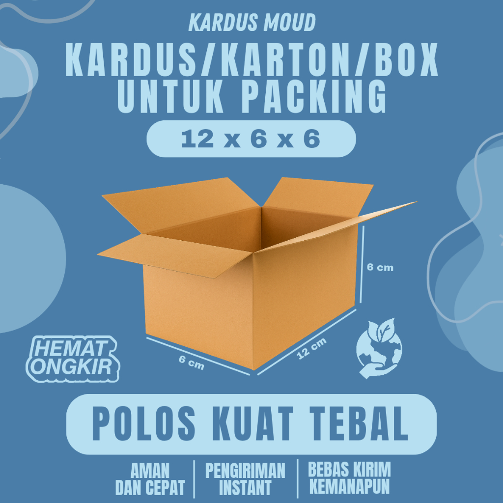 

Kardus Packing Ukuran 12x6x6 Polos Box Cogurated tebal kuat