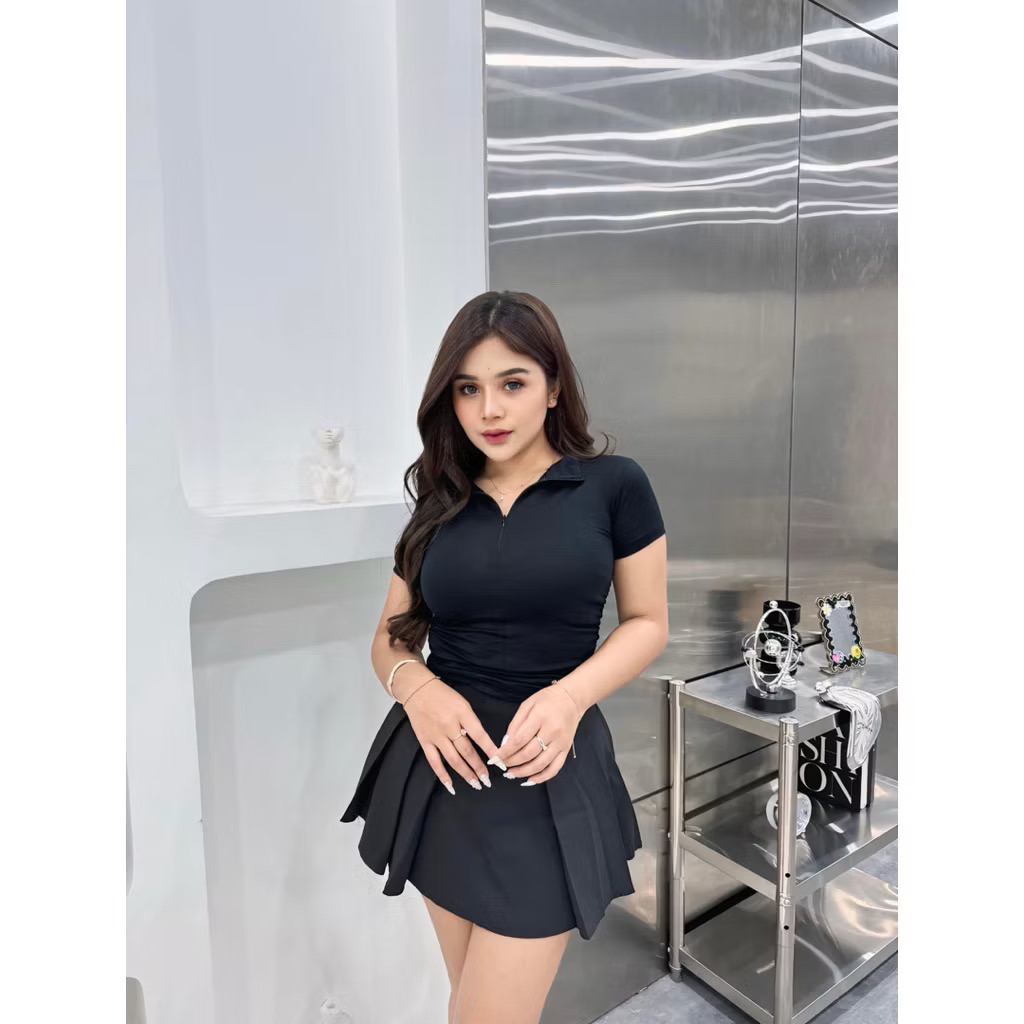 crop top resleting// kroptop wanita//coptop kerah