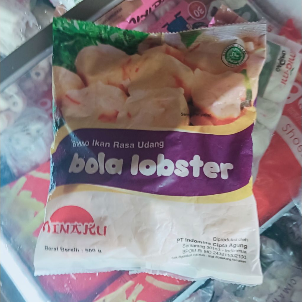 

Minaku bola lobster Baso ikan Rasa Udang 500grm Zabir Frozen Food