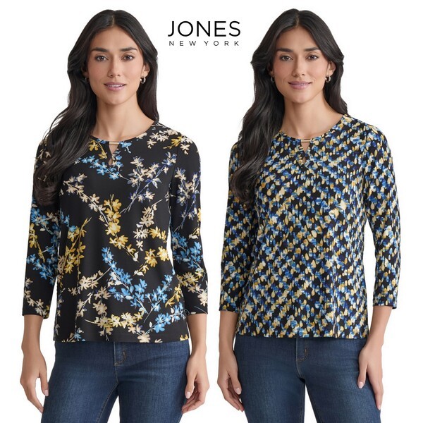 Mode Republic - Keyhole Neck 3/4 Sleeve Print Top - Business Casual Blouse - Atasan Blouse Kerja Wan