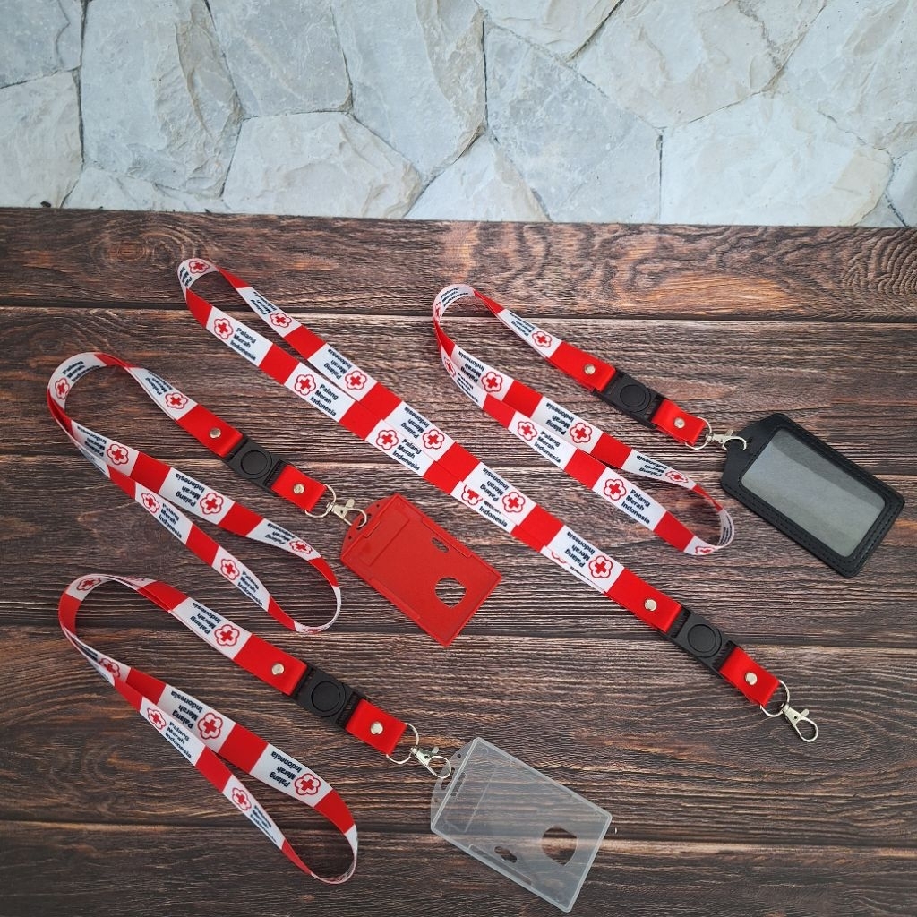 

TALI ID CARD PMI LANYARD PALANG MERAH INDONESIA + HOLDER | BISA SATUAN READY STOK