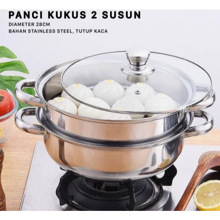 Panci Steam Panci Kukus Stainless 2 Susun