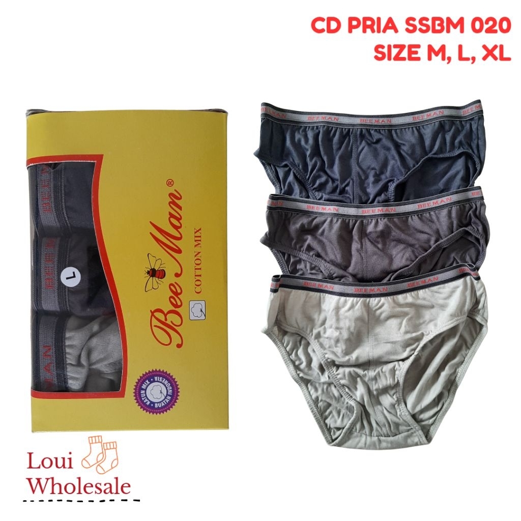 3 pcs Celana Dalam Pria Bee Man / Celana Dalam Laki-Laki Bahan Katun SSBM 020