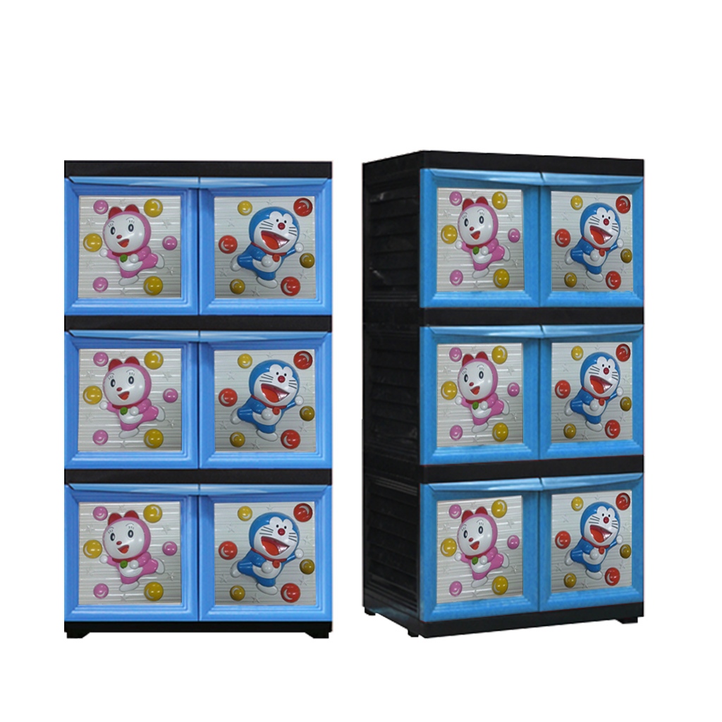 Bubblestar, Bubble star Cabinet Doraemon Bola Blue / Karakter Susun 3, Lemari Plastik, Cabinet 3D