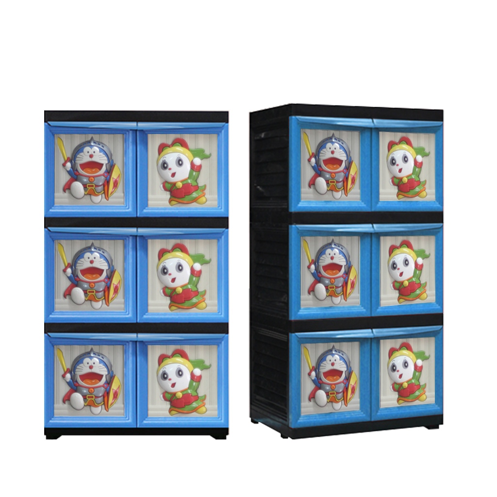Bubblestar, Bubble star Cabinet Doraemon Pedang Blue/ Karakter Susun 3, Lemari Plastik, Cabinet 3D