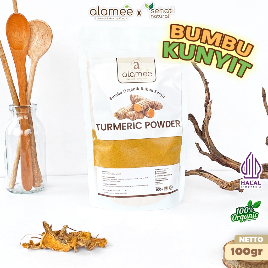 

ALAMEE Kunyit Bubuk Turmeric Seasoning Powder Ground Bumbu Dapur Instan Organik Murni Asli 100g