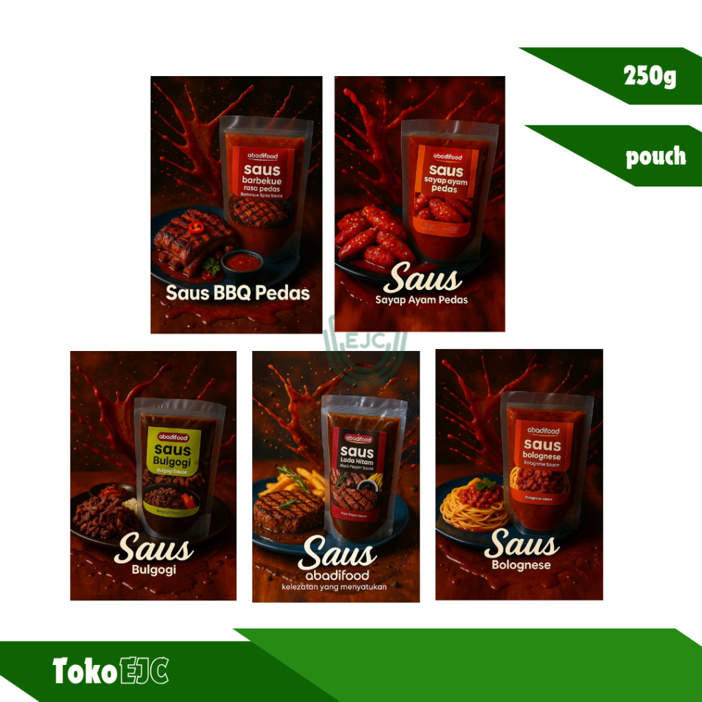 

[EJC] AbadiFood saus bulgogi/lada hitam/sayap ayam pedas/bbq pedas/bolognese all variant 250gr pouch