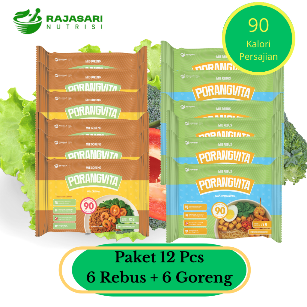 

Paket 12 Pcs (6 Rebus +6 Goreng) Porangvita Mie Porang Sehat Instan Cocok Untuk Diet