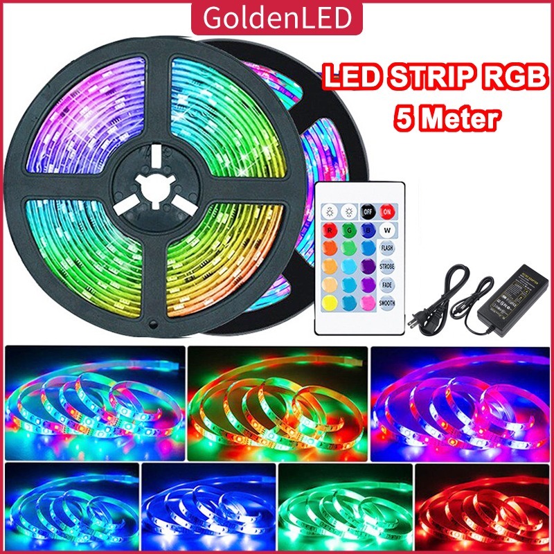 GOLDEN LED LAMPU LED STRIP SELANG 220V OUTDOOR RGB / LAMPU LED STRIP SELANG 5 METER LAMPU SELANG LAM
