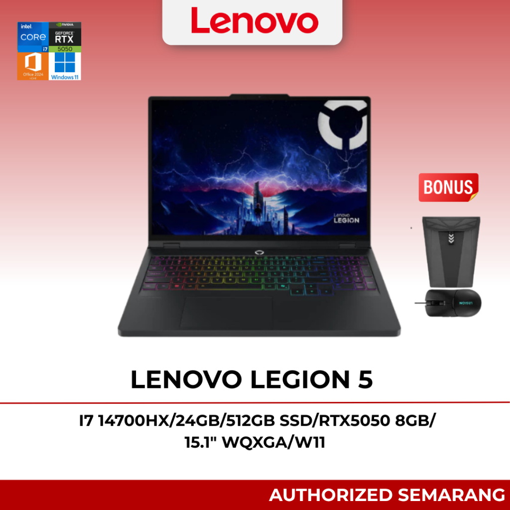 LENOVO Legion 5 4RID i7 14700HX/24GB/512GB SSD/RTX5050 8GB/15.1" WQXGA/W11
