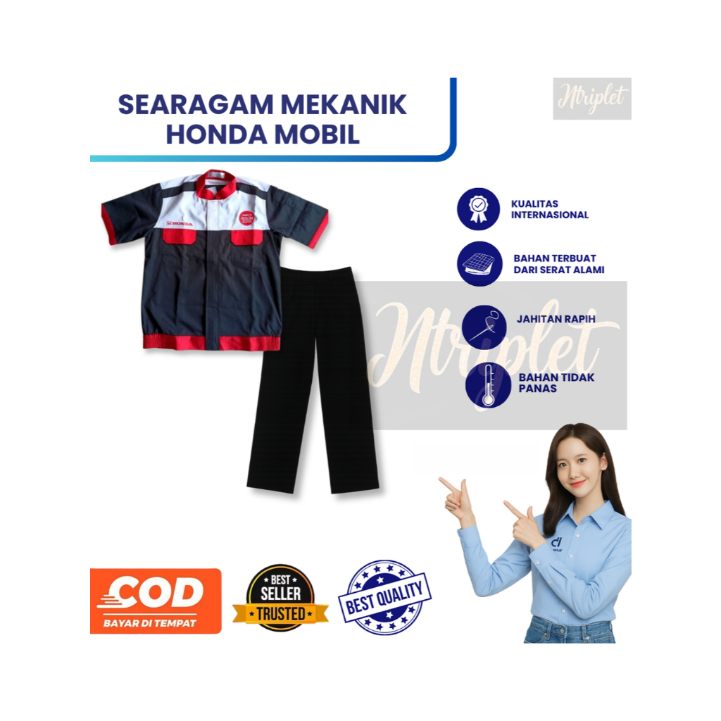 Wearpack Honda Mobil New / Wearpack Honda Mobil / Wearpack Honda Merah Hitam /Wearpack Bengkel Honda