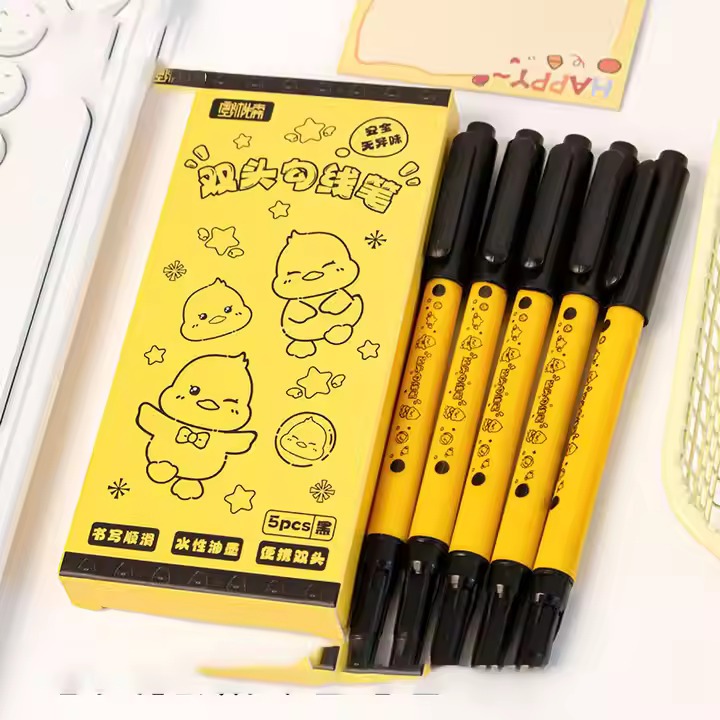 

MOKA Spidol Bebek Lucu Gel Pen Double-ended 0.5mm Quick-drying 5pcs Pelajar Pen Tulis & Gambar