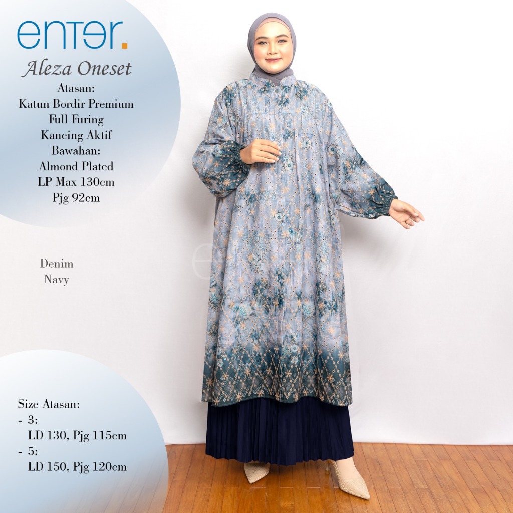 Enter Aleza Oneset Baju Setelan Rok Jumbo Katun Bordir Premium LD 150 130