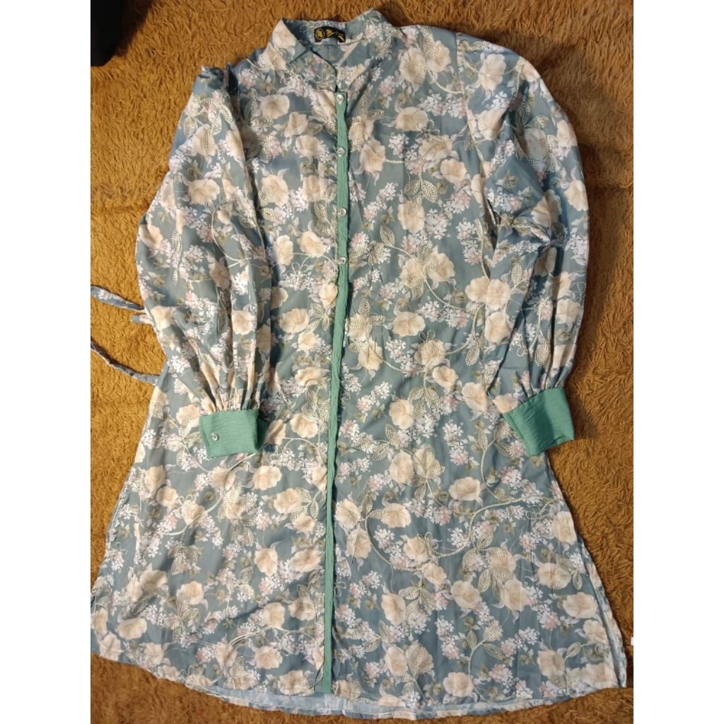 TUNIK MOTIF BUNGA ELEGAN + CELANA KATUN KERANCANG