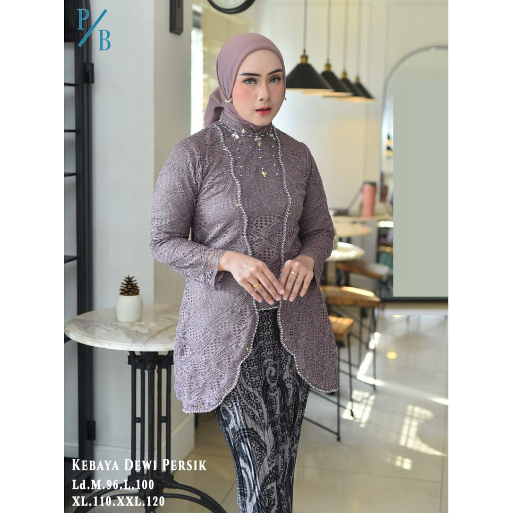Setelan kebaya cantik brokat payet Dewi PB modern kekinian / Baju kondangan wisuda model elegant  te