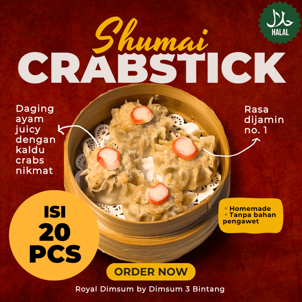 

Dimsum Shumai Crabstick Isi 20 pcs | GROSIR DIMSUM BANDUNG | HALAL | FROZEN | DIMSUM 3 BINTANG