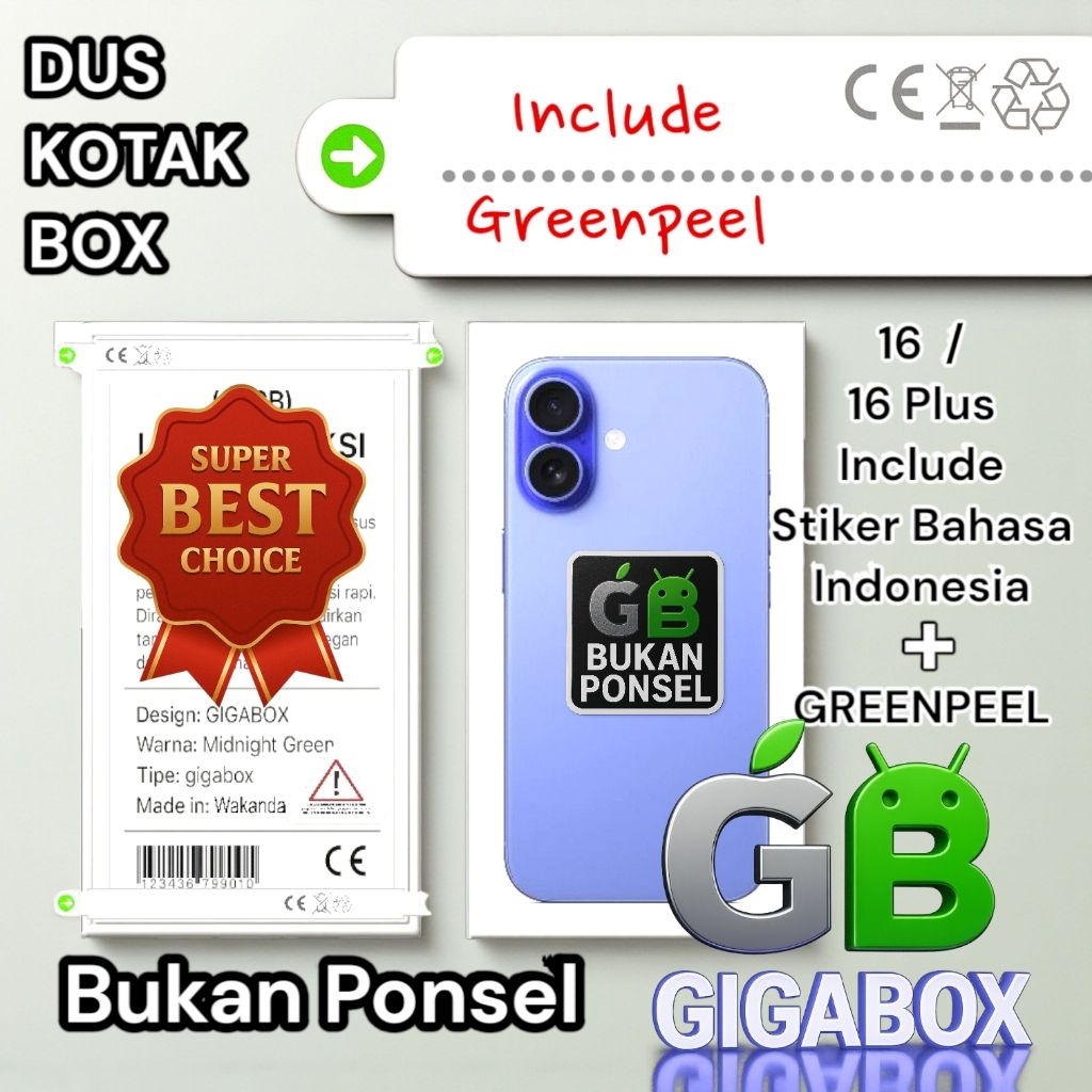 

(SUPER) (Best Choice) Dus | Kardus | Box 16 / 16 Plus - Tampilan Bahasa Indonesia + Greenpeel