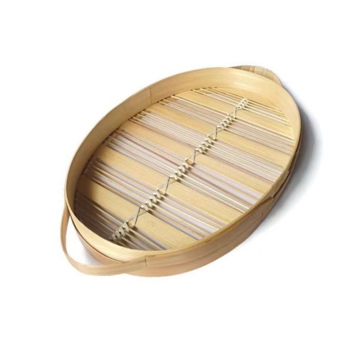 Baki anyaman bambu oval / nampan bambu