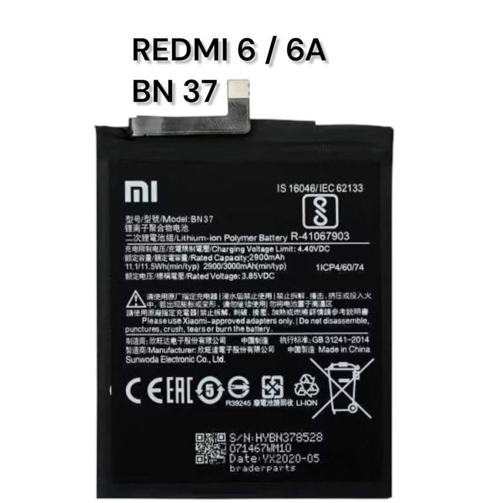 Baterai Xiomi Redmi BN-37 BN37 baterai battery Redmi 6 redmi 6A BN37 Original