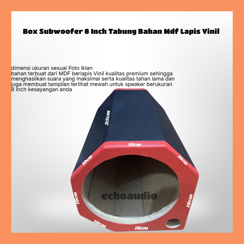 Box Subwoofer 8 Inch tabung Bahan MDF Lapis Vinil