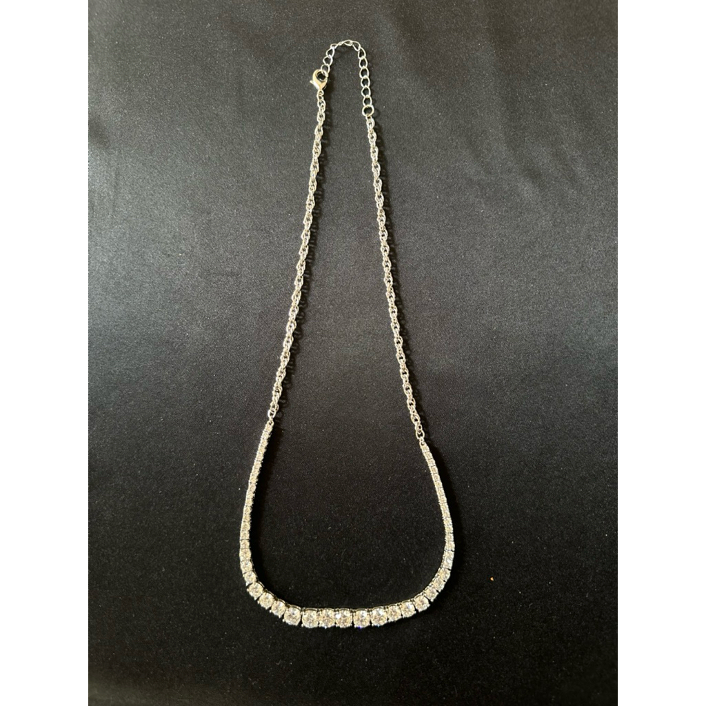 Clear Rhinestone Tennis Chain Necklace