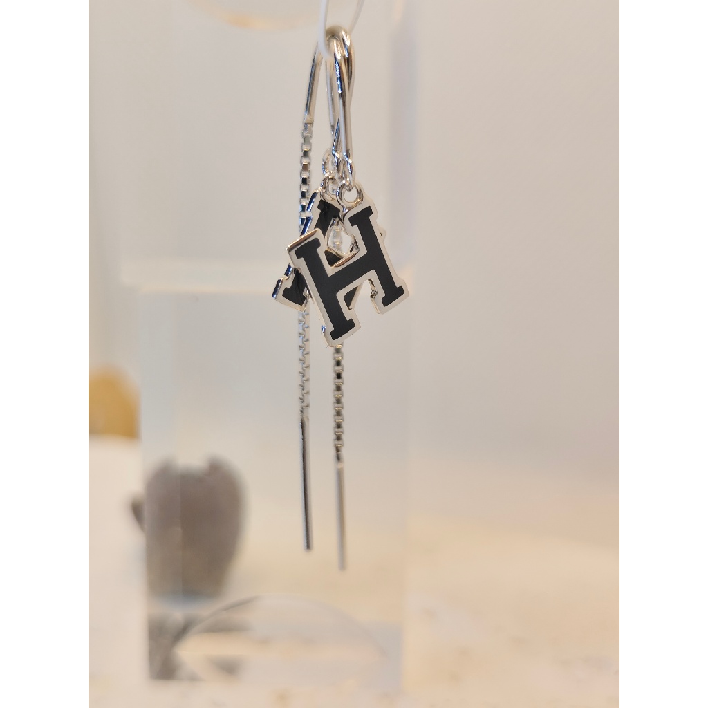 anting emas putih 8k model variasi drop tusuk huruf H