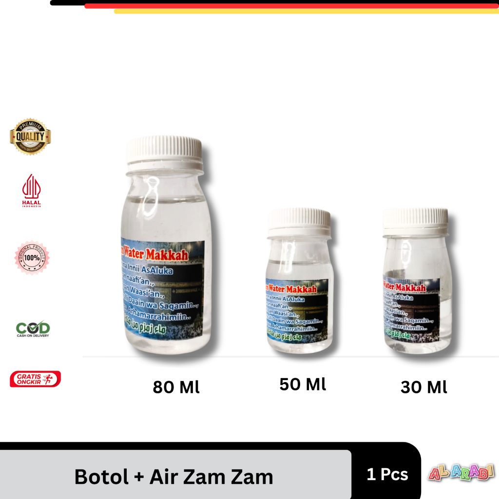 

AIR ZAMZAM ASLI 100% 80 ML |AIR ZAMZAM ASLI BARCODE |OLEH OLEH HAJI DAN UMORH.