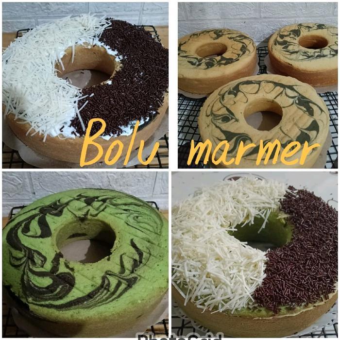 

Bolu Marmer Original Pandan Topping ukuran 24 cm