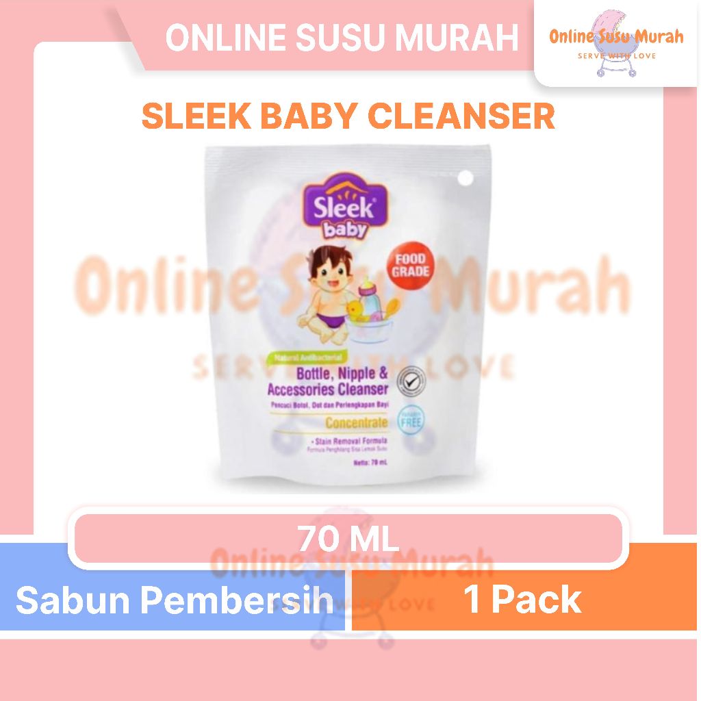 SLEEK BABY BOTTLE NIPPLE & ACCESSORIES CLEANSER 70 ML - SABUN PENCUCI BOTOL BAYI 70ML PRLA