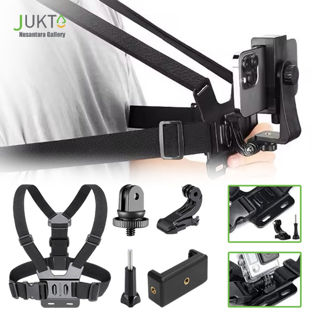 JUKTA [COD]  Chest Strap Hp Dada Full Set Holder Hp Dada Untuk Vlog Tali Pegangan Hp Go Pro Camera /