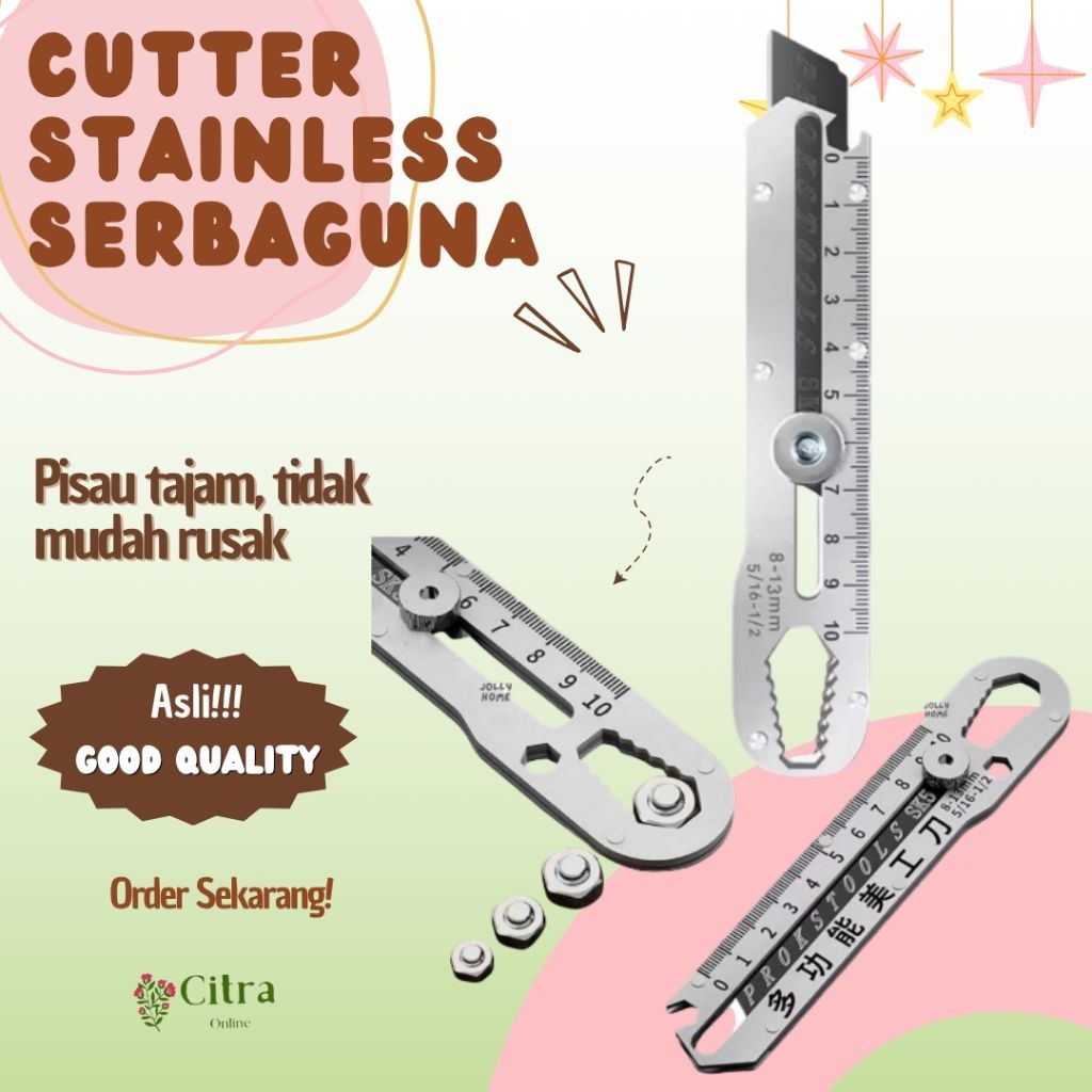 

PISAU CUTTER STAINLESS STEEL MULTIFUNGSI PEMBUKA BOTOL KALENG MUR BAUT