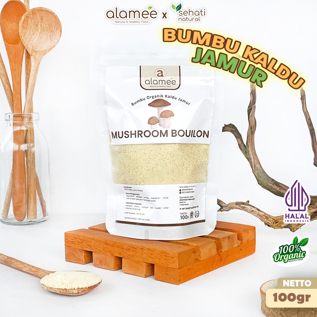

ALAMEE Bubuk Kaldu Jamur NON MSG Bumbu Dapur Organik Praktis Mushroom Powder 100gr SEHATI