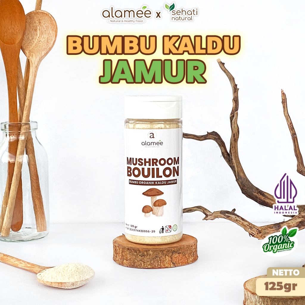 

ALAMEE Kaldu Jamur Mushroom Powder Bubuk Bumbu Dapur Organik Praktis Tabur 125gr SEHATI