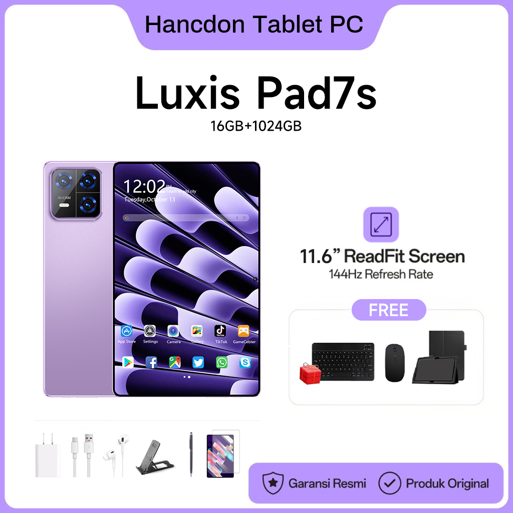 [ Free Mouse Keyboard ] Luxis Tablet PC Tablet Android Pad7S (16GB+1024GB)11.6inch+5g"iPs Screen hp 
