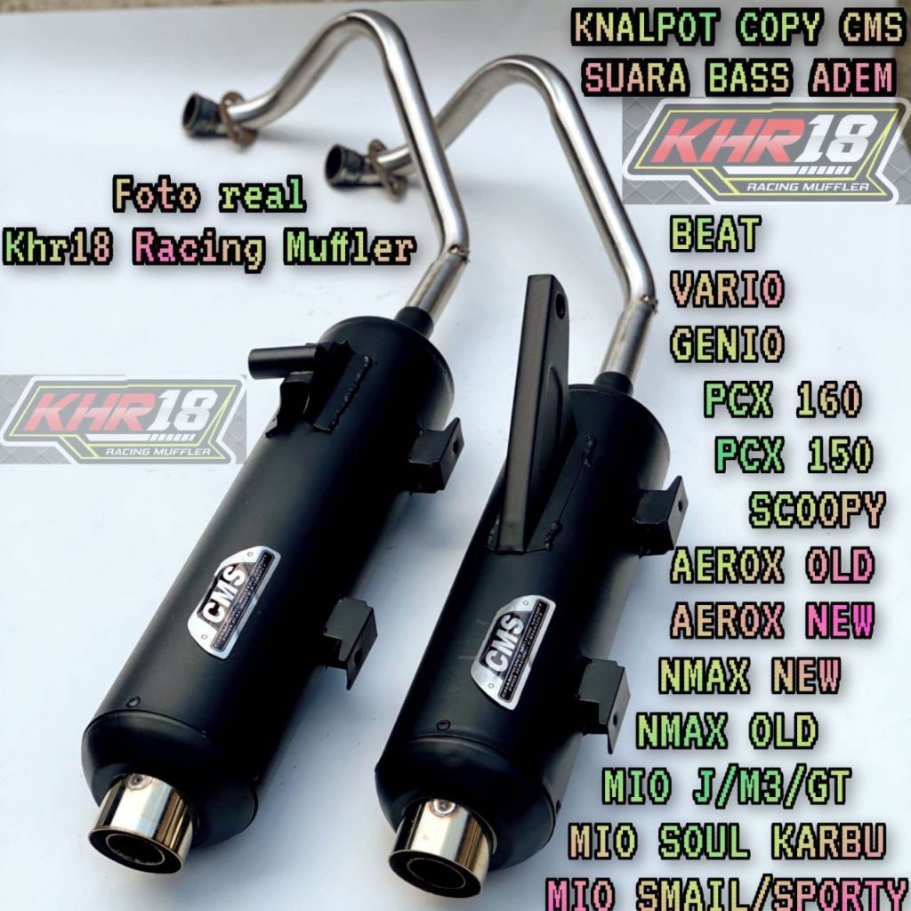 knalpot standar recing tsugi ngebas adem fullset Vario fi Vario 110 karbu Vario 125 vario150 beat fi