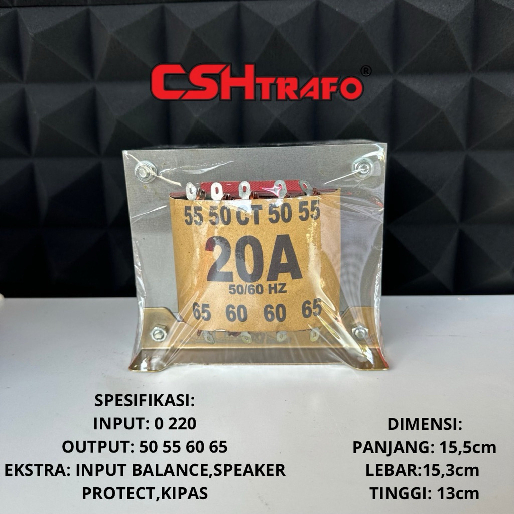 Trafo Kotak CSH Premium (MURNI) 20A CT 65V 100% Tembaga Murni