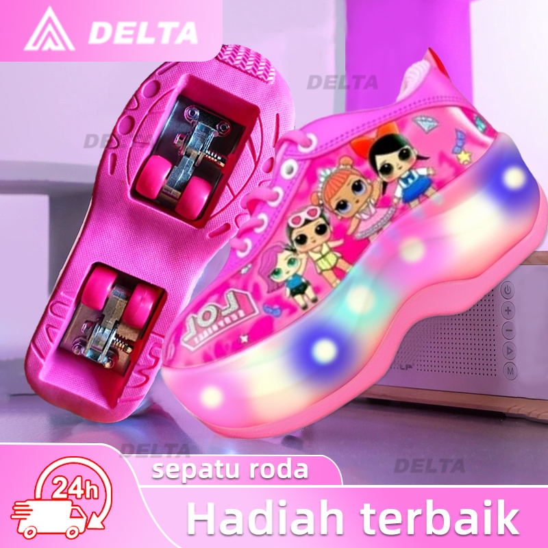 Bisa Lampu LED sepatu roda tersembunyi sepatu roda anak perempuan sepatu roda anak laki laki 3 tahun