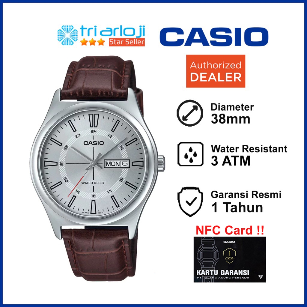 CASIO MTP-V006L-7CUDF Jam Tangan Pria Analog Tali Kulit - MTPV006L MTP-V006L-7C