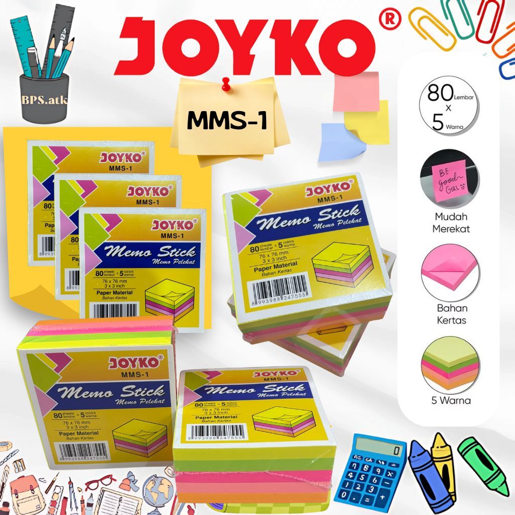 

(1pak) JOYKO Memo Stick Kertas Memo Tempel Sticky Note MMS-1 80 Sheet Stick Note (76 x 76 mm)